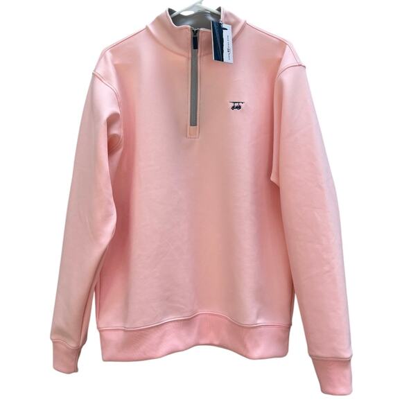 NEW Bald Head Blues Performance Dogwood Quarter Zip Peach Gray Zipper Men Small - Picture 1 of 5